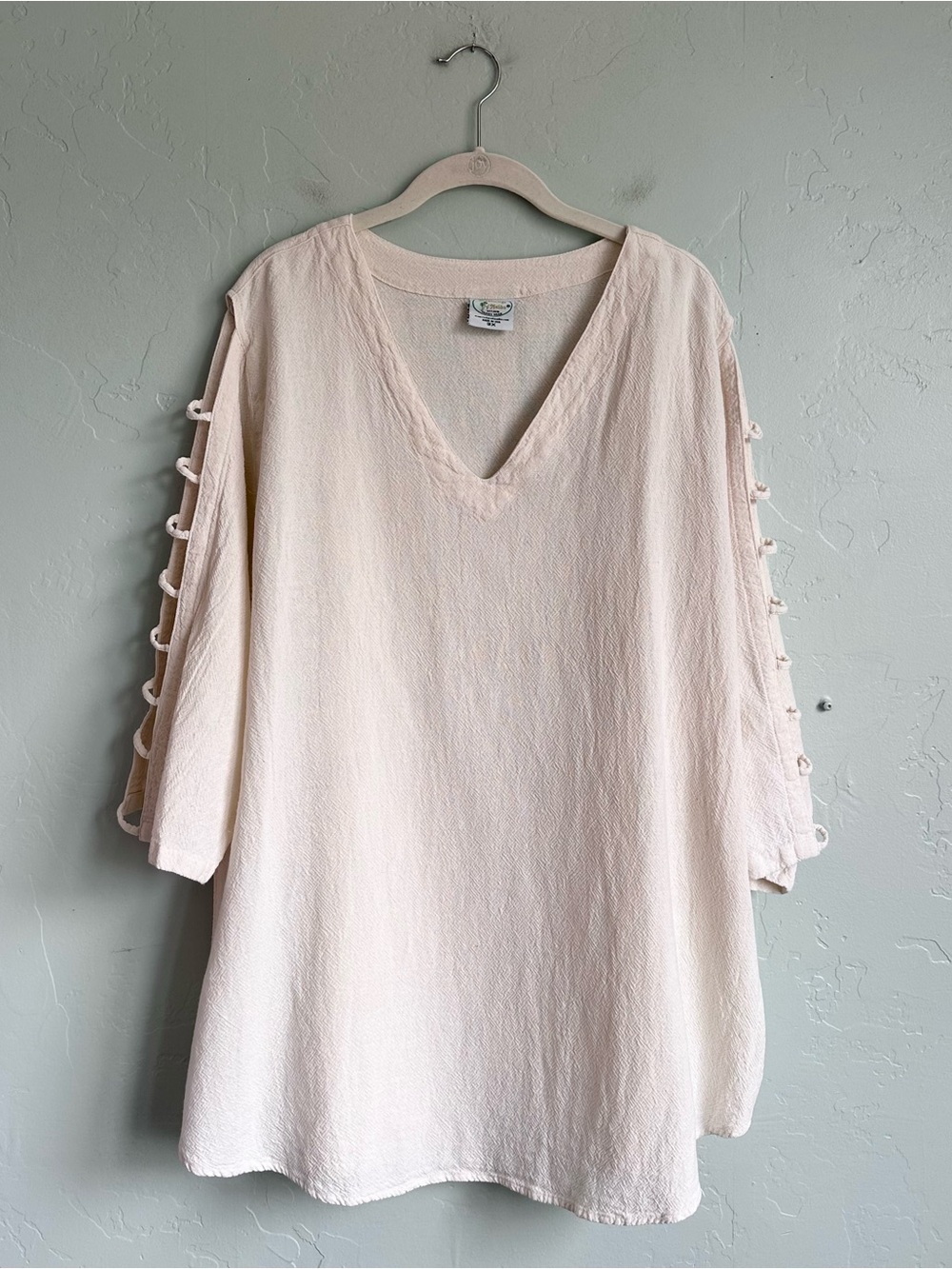 Drawstrings of Malibu Cotton Tunic Top Ladder Sleeve Women’s 3X Coastal Resort